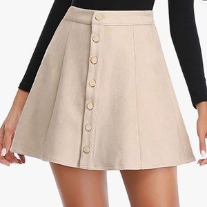 Fuinloth Faux Suede Cream Skirt - Size M - LIKE NEW